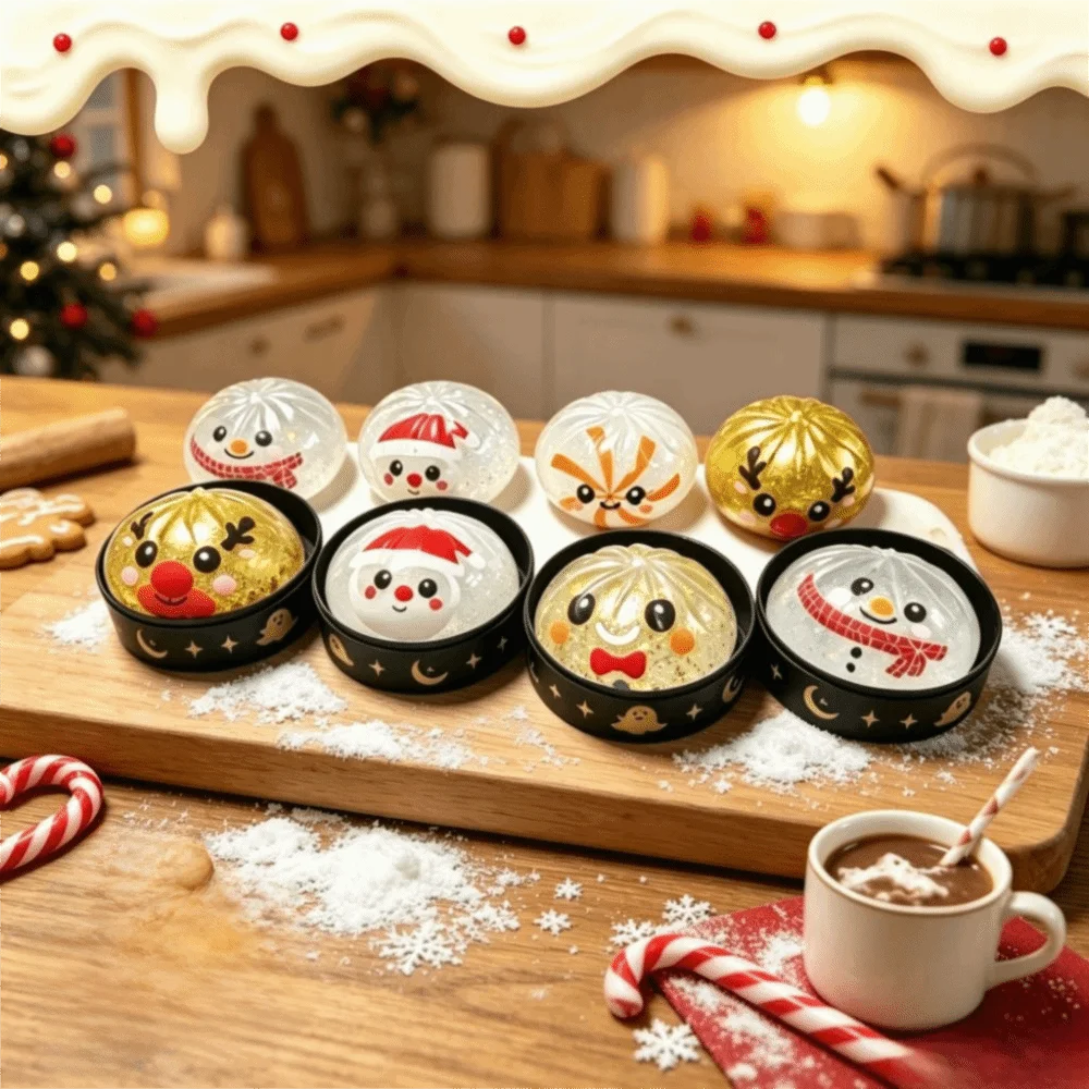 Steamed Bun Shape Christmas Dumpling Squishy Christmas Santa Claus Steamed Bun Squishy New Year Snowman Shape