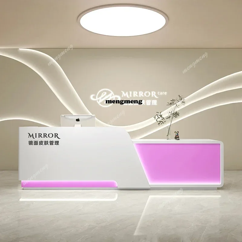 Design Table Restaurant Reception Desk Modern Store Counter Luxury Reception Desk Cabinet Curved Bureau Postmodern Furniture