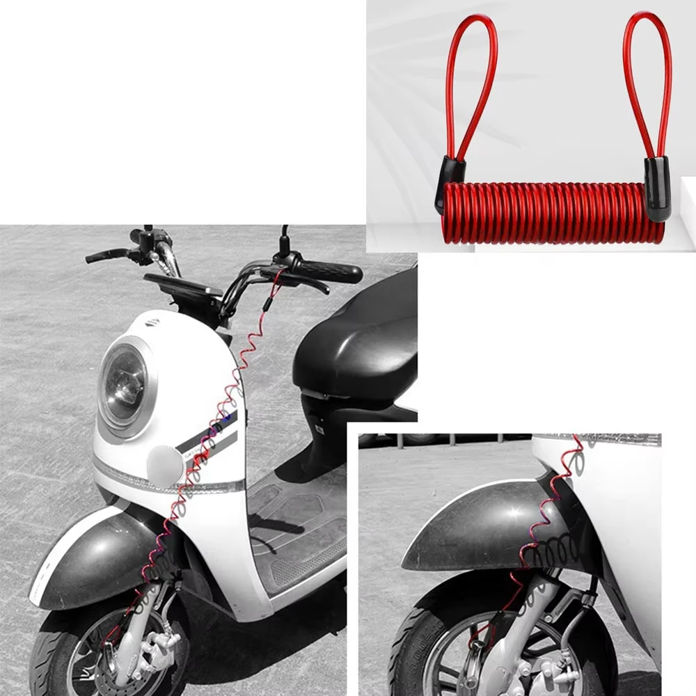 1.2M Yellow Disc Lock Reminder Cable Lock Anti-Theft Rope Alarm Disc Lock Spring Cable Security Reminder for Motorcycle Bike