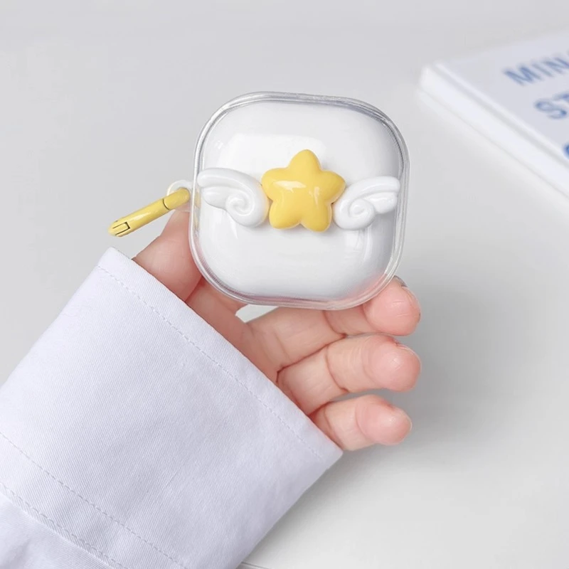 Cute Clear ﻿Wings Anti-drop Headphone Case For Samsung Galaxy Buds 2/Buds2 pro/Buds pro/Buds live/Buds FE With Keyring
