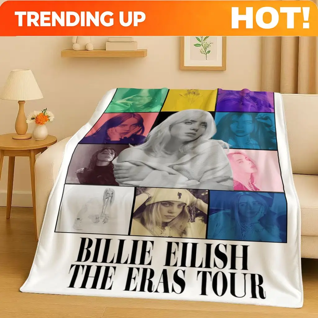 Customize 3D Billie Eilish Hit Me Hard and Soft Singer Flannel Blanket,Ultra Soft Warm Plush Throw for Home Bedroom Bed Sofa Cov