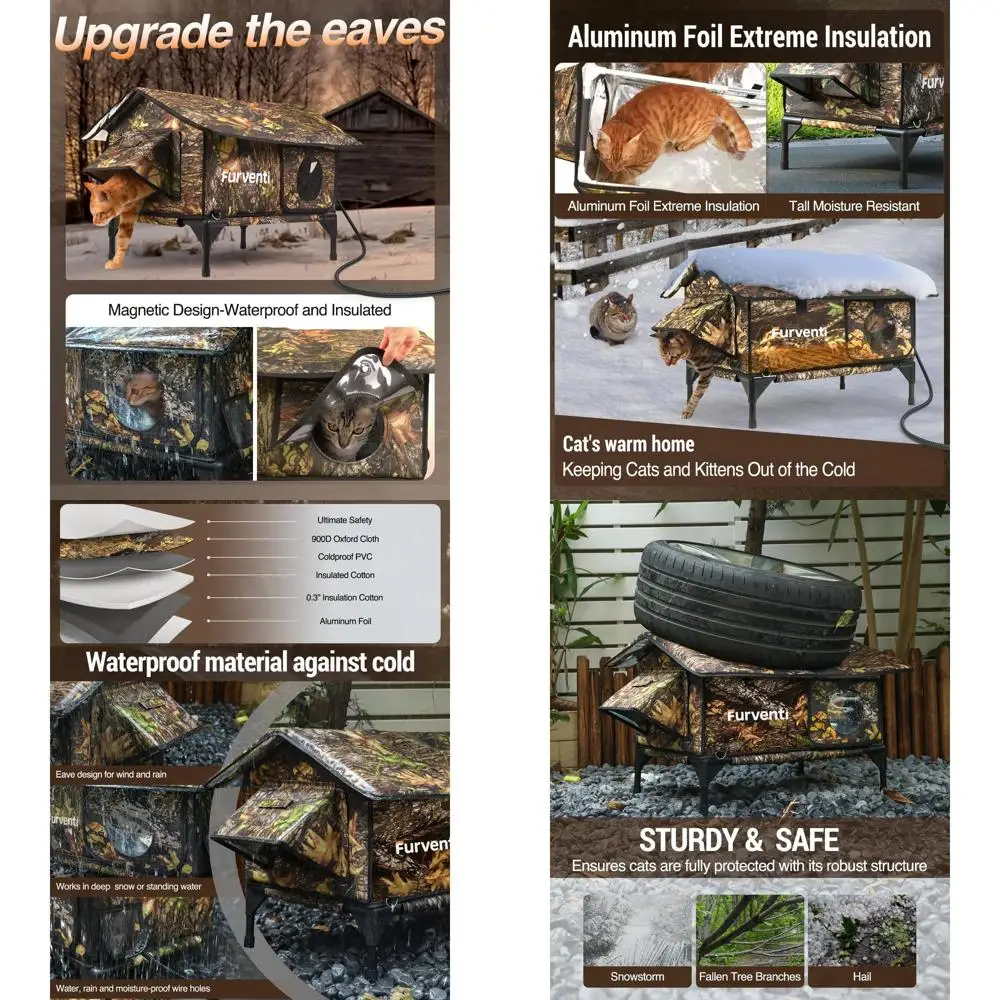 

Всепогодный уличный домик-лежанка для бездомных кошек с утеплением и дверцей для выхода