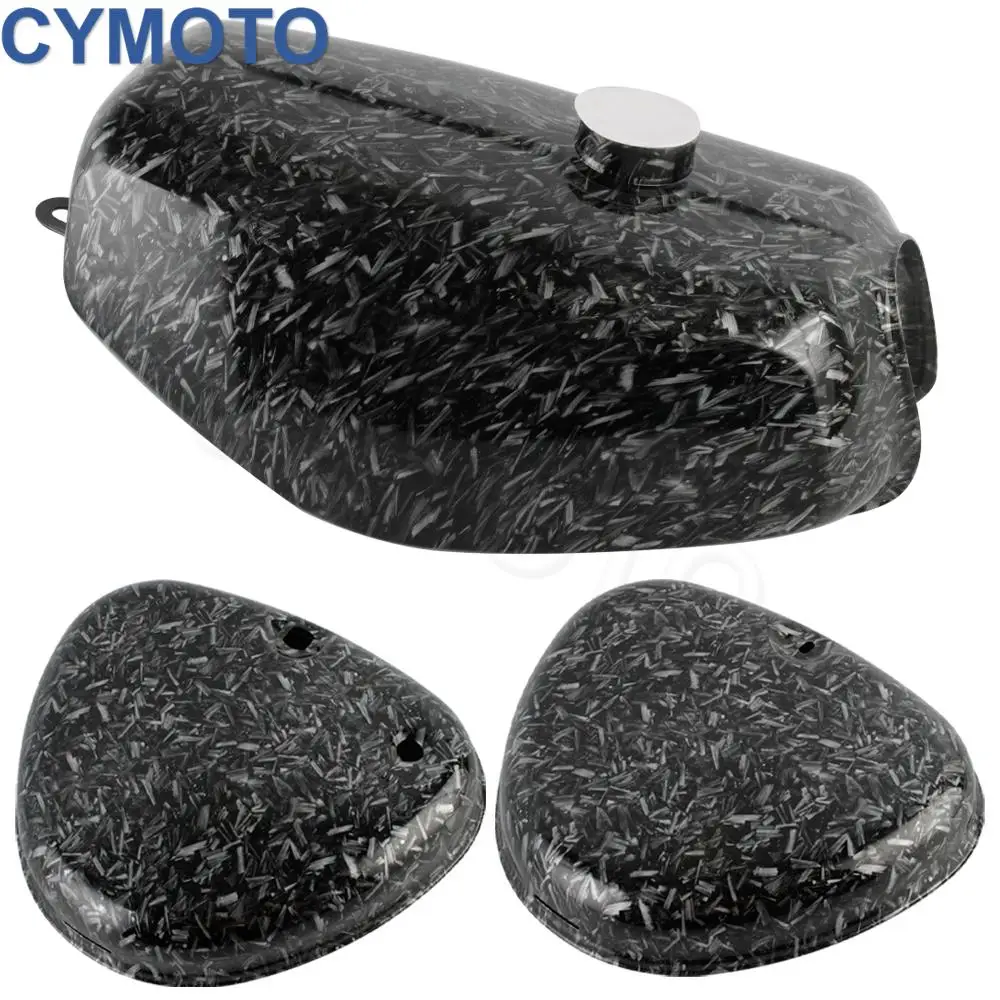 Motorcycle Fuel Tank Side Cover Set Protector Fairing Kit For Simson S51 S60 S70 S80 Water Print Carbon Fiber 3K Twill Weave