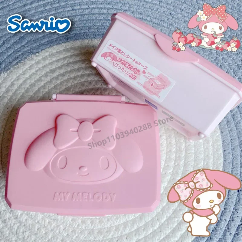 

Sanrio Kawaii Hello Kitty Storage box Cute Cartoon Characters clamshell cotton swab Desktop Daily Necessities Lipstick Press Box