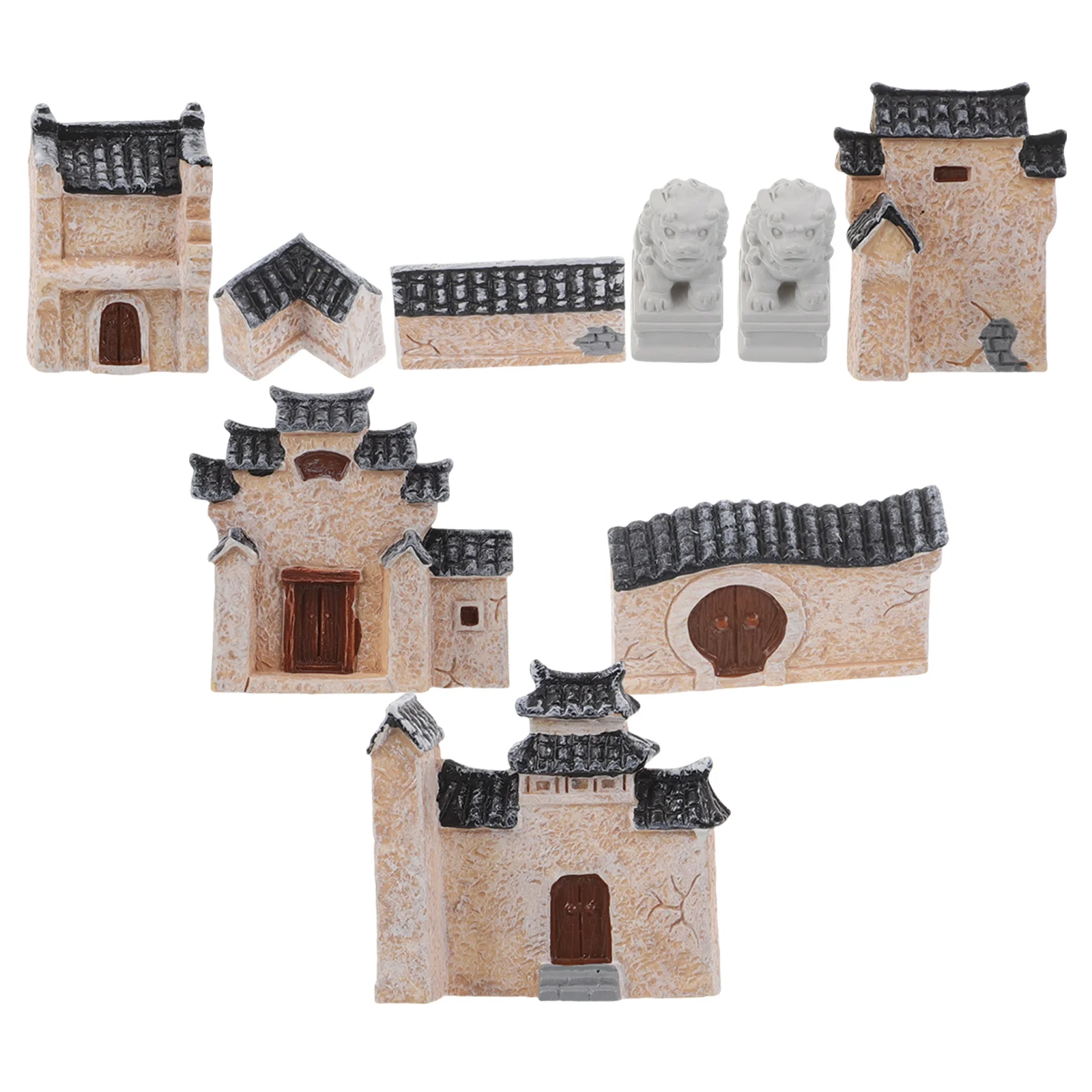 

10pcs Micro Landscape Houses: Miniature Cottage Figurines For Terrarium Bonsai Garden Decor Vintage Fairy Village Ornament Craft