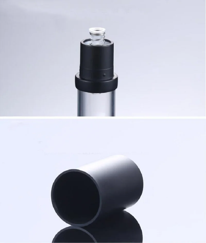 5 مللي زجاجة بلاستيكية بدون هواء جسم شفاف مع جزء علوي أسود/أسفل للمصل/الغسول/المستحلب/الأساس/عينة/تعبئة العناصر الاختبارية