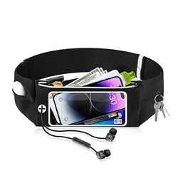 HAISSKY Men Women Outdoor Sports Running Bag Clear Touch Screen Waist Belt Pack Elastic Fitness Phone Earphone Keys Waist Bags