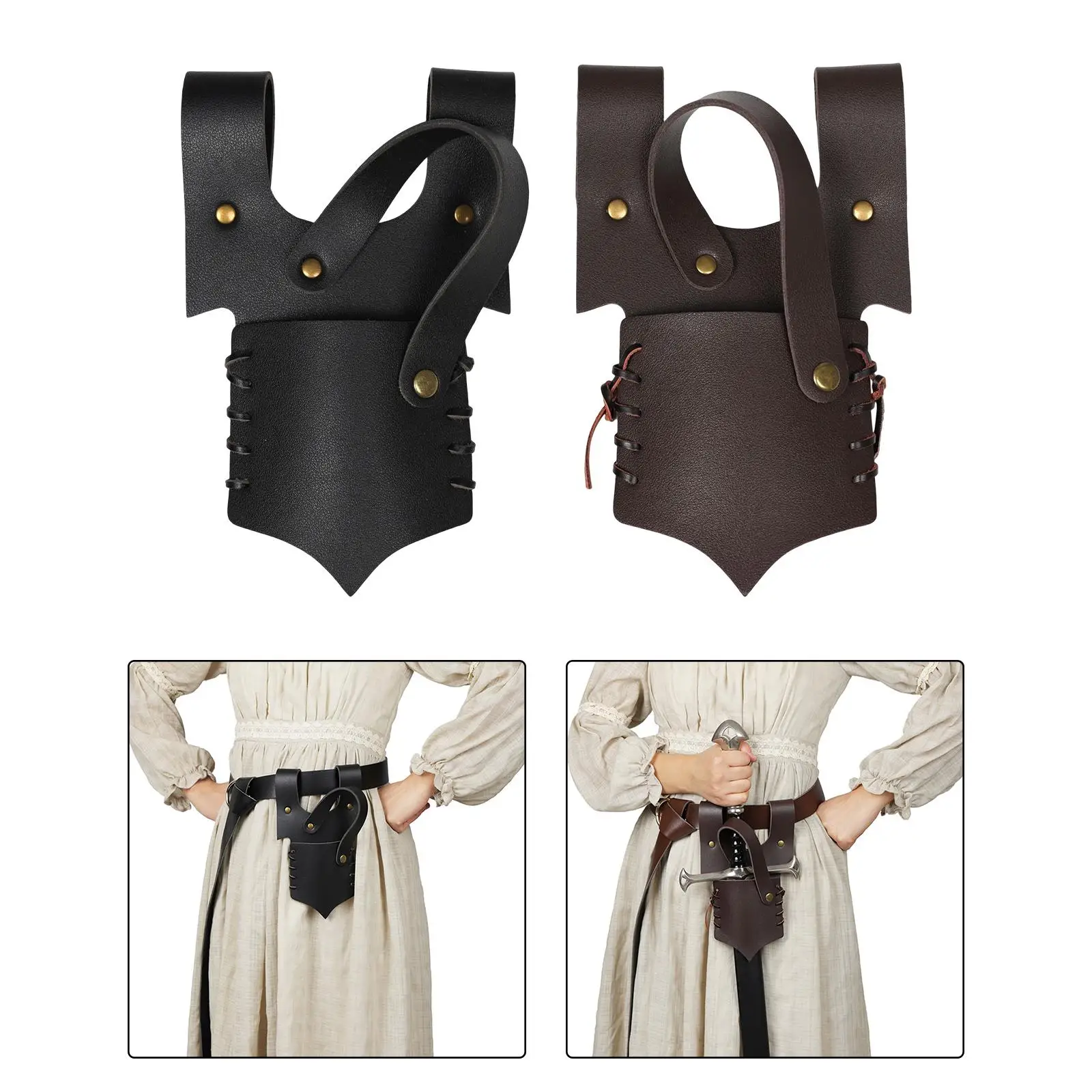 Medieval Leather Strap Belt Sword Sheath Vintage Style Durable Adjustable Waist Scabbard for Stage Performances, Cosplay