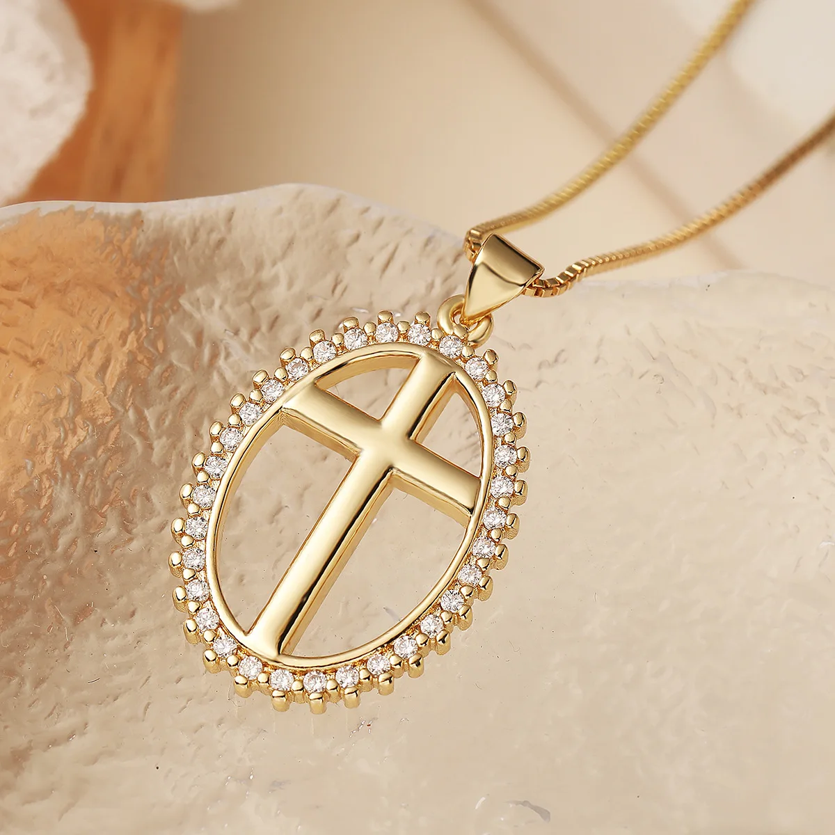 Minimalist Design Cross Pendant Necklaces For Women Girls,Cubic Zirconia Accessories Stainless Steel Chain Party Daily Jewelry