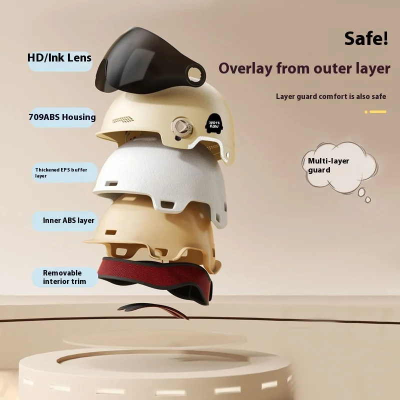 خوذة دراجة نارية شتوية دافئة مقاومة للرياح 3C معتمدة نصف خوذة قبعة أمان للدراجات النارية لركوب الطقس البارد واقية Gea