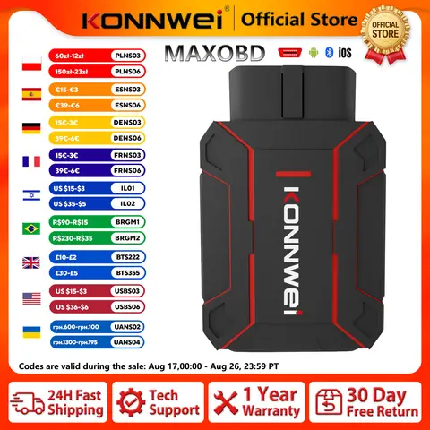 2026 KONNWEI MAXOBD Professional Full System Scanner Bluetooth 5.0 OBD2 Diagnostic Tool ABS DPF EPB SAS SRS TPMS System Function