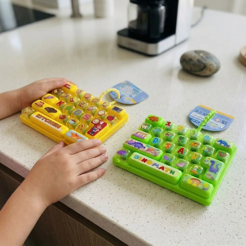Cartoon 26 Keys Fidget Keyboard Clear Key Sounds Plastic Mechanical Keyboard Keychain Food Animal Clickable Keys