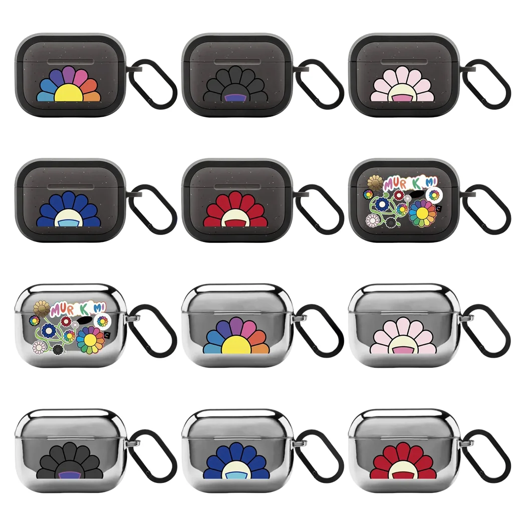 

Colorful Flower Electroplated / Matte Protective Case for AirPods Pro3 Pro 4 3 Pro Earbuds Charging Box Cover with Hook