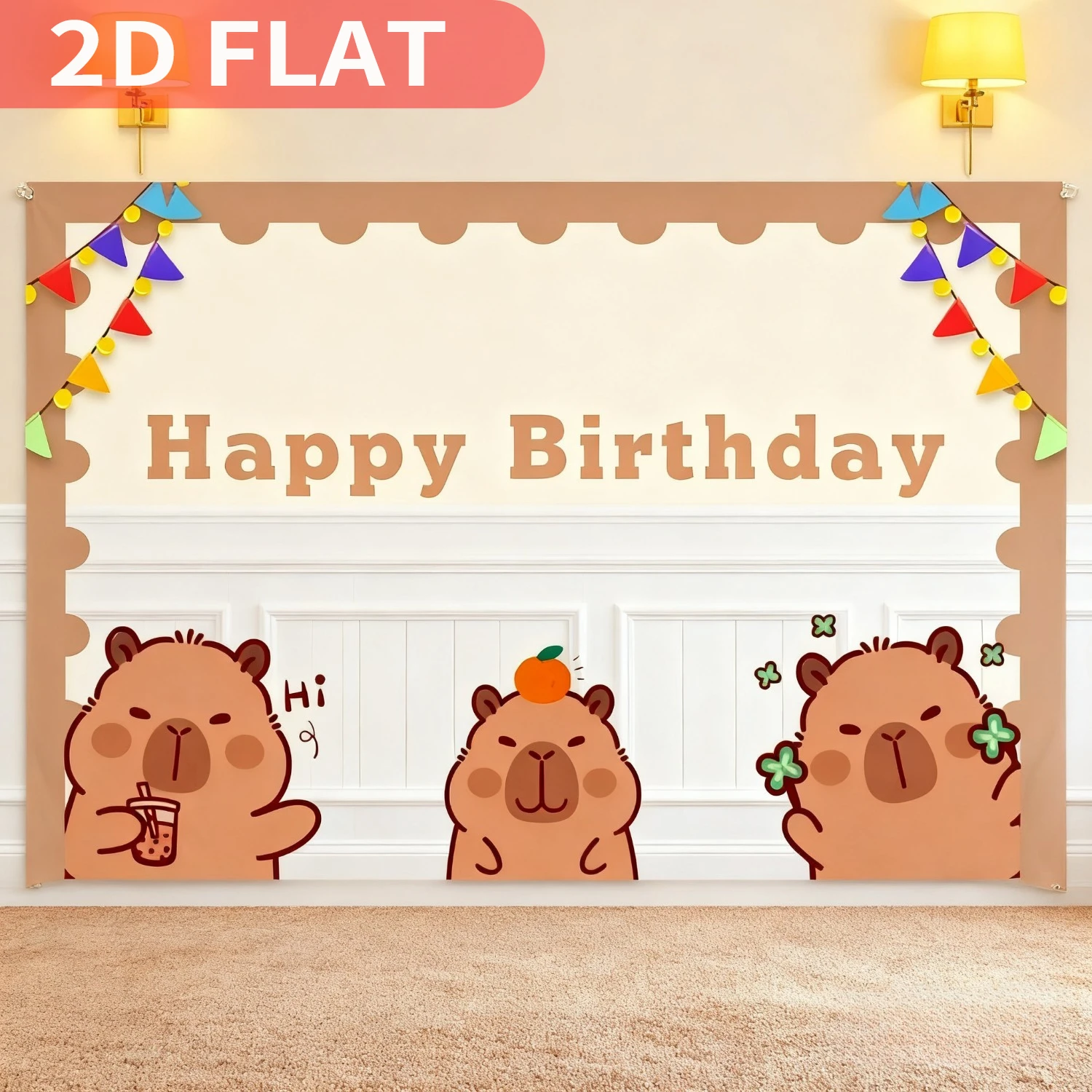 

1pc Cartoon Capybara Birthday Scroll Decor Supplies Photography Background, Durable Polyester, Animal Banner Photo Studio Prop