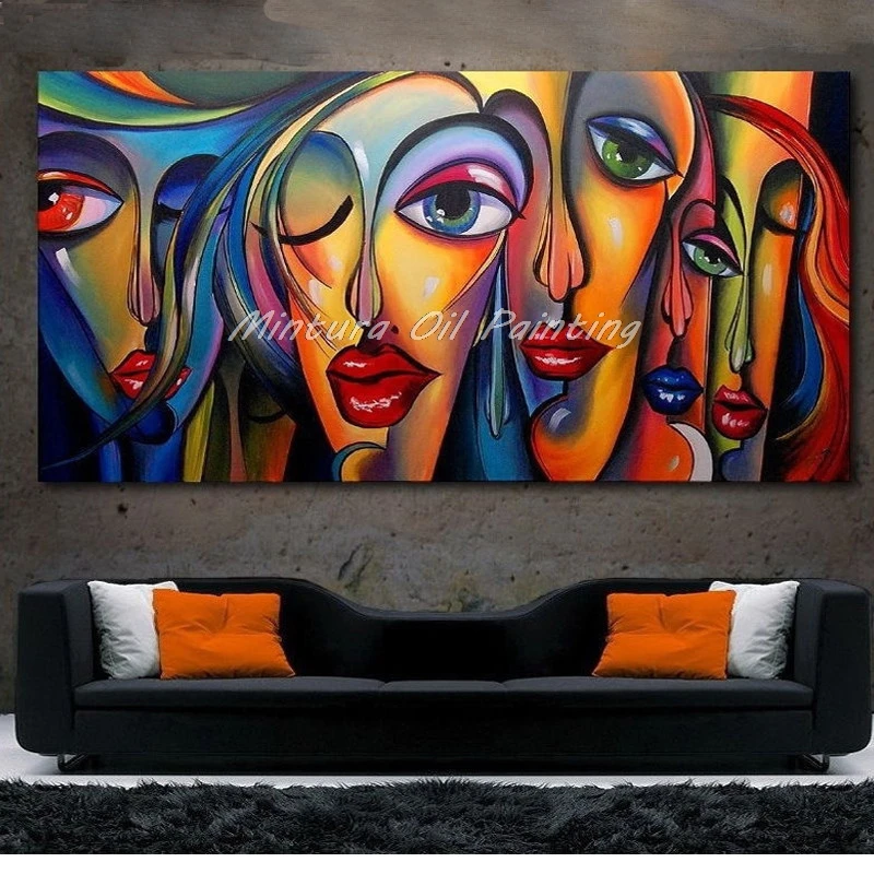 Mintura Art Hand-Painted People Sex Girls Oil Painting On Canvas,Wall Picture,Pop Art Modern Abstract Poster For Home Decoration