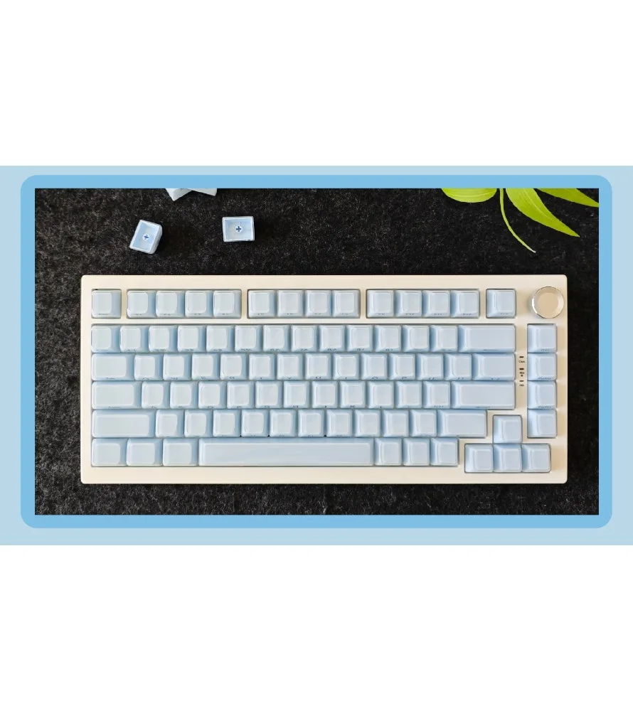 136 key small full key PBT + two-color injection molded ice crystal mechanical keyboard universal blue crystal jelly