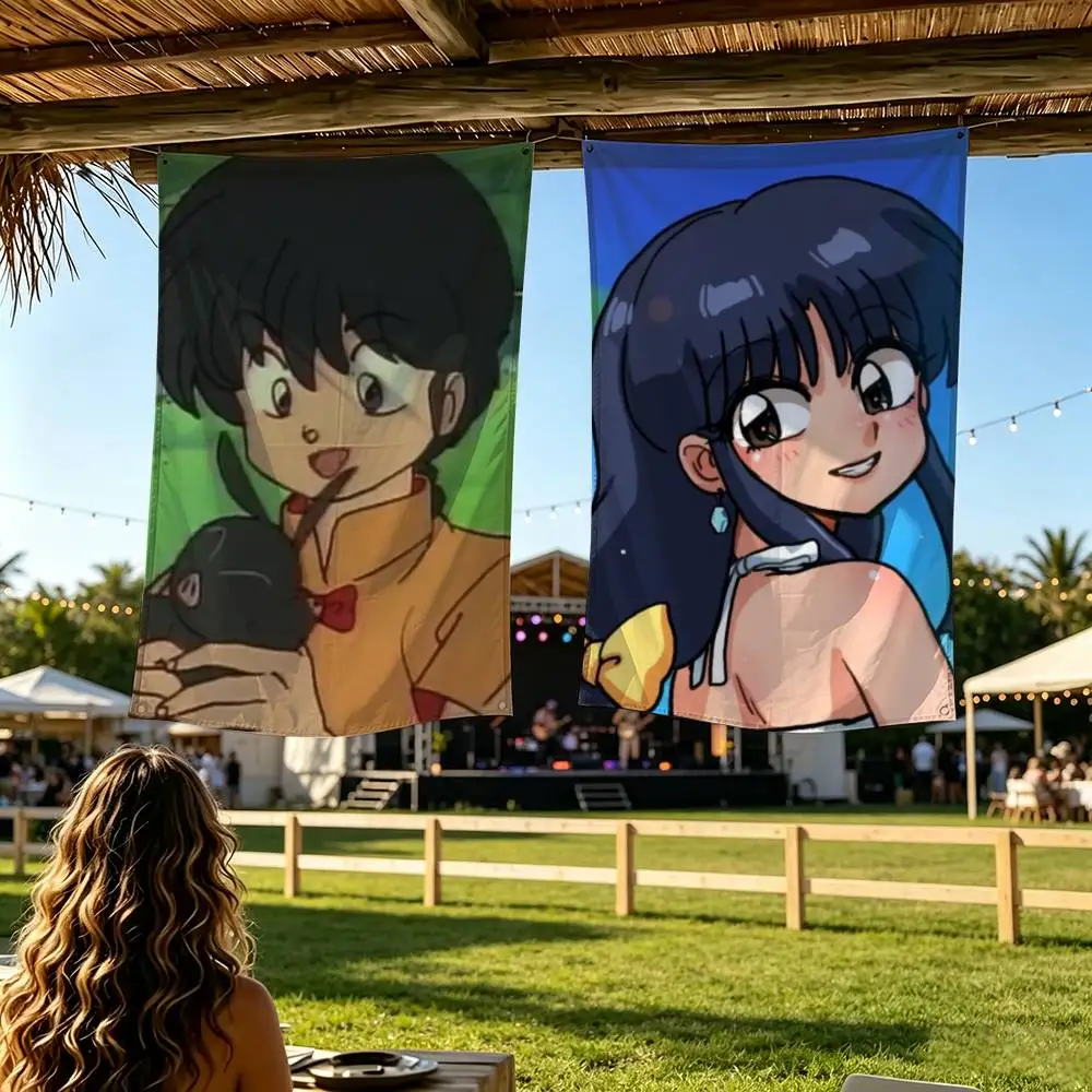 Manga Cartoon Ranma 1 2 Luxury Flag Digital Printing Banner for Garage Wall Out Door Decoration