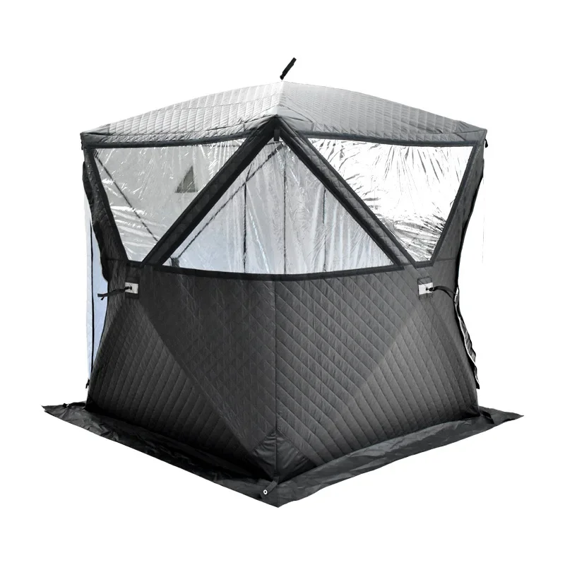 Customizable Square Outdoor Sauna Tent Winter Fishing Portable Insulated Camping Automatic Ice Cube  3-4person