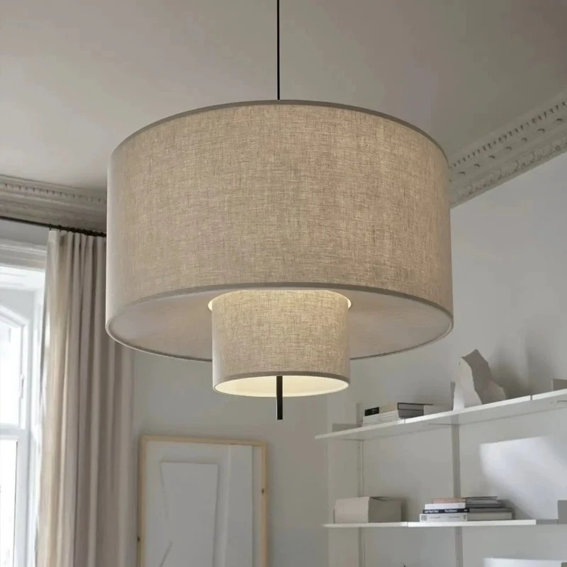 

Nordic Wabi Sabi Creative Simple and Modern New Chinese Style Linen Chandeliers for Bedroom Restaurant Hotel Living Study Room