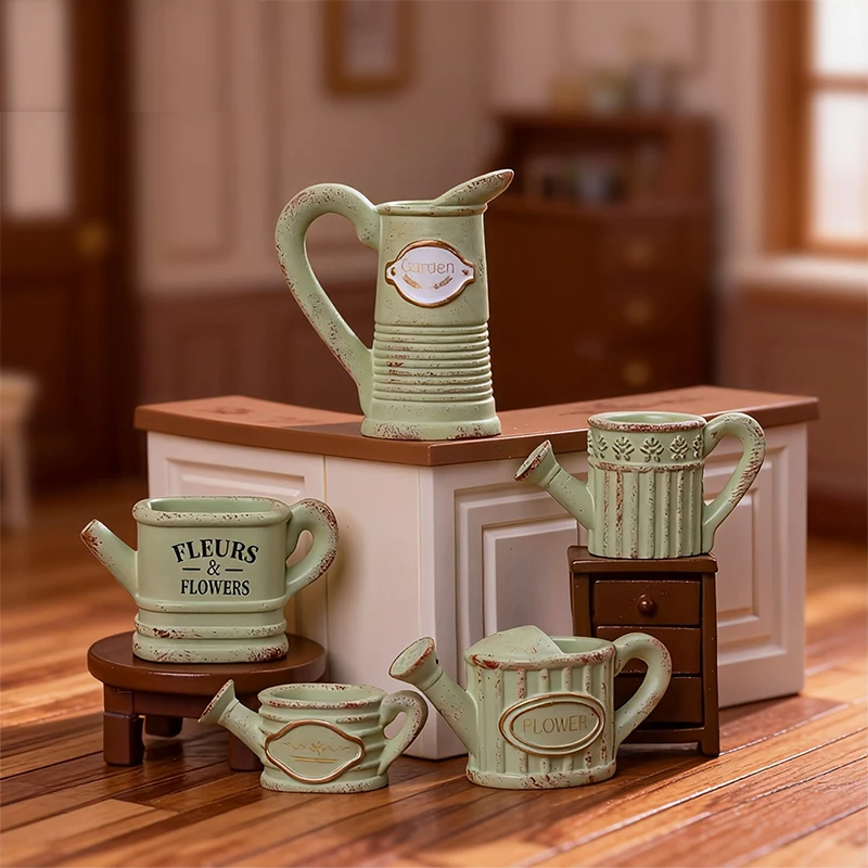 Micro Landscape Miniature Figurines Vintage Watering Can Resin Ornament DIY Accessories Home Decoration