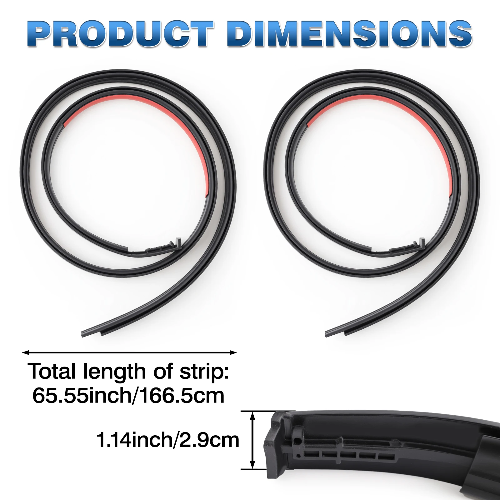 Left Right Car Roof Drip Finish Moulding Seal Strips Rubber Black for Toyota Tundra Crewmax/Crew 2007-2020 75551-0C060