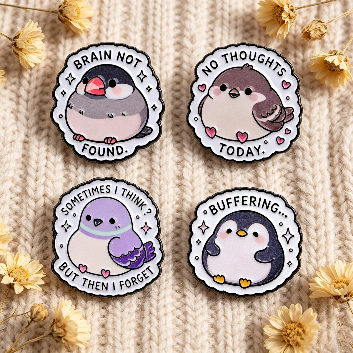 Cartoon Lapel Pins SOMETIMES I THINK? Brooches for Women Cute Pigeon Enamel Pin Funny Jewelry Accessories Friends Gift image 5