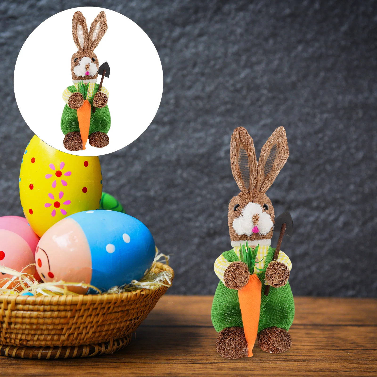 

Easter Straw Woven Bunny Decoration Handcrafted Rabbit Art Sculpture for Home Kitchen Mantel Table Decor Festive Gifting Option