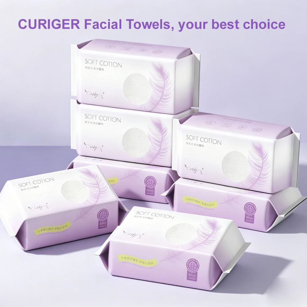 180 Count Soft Cotton Face Towels Lint-Free Dry Makeup Remover Hypoallergenic Cleansing Towelettes for Sensitive Skin