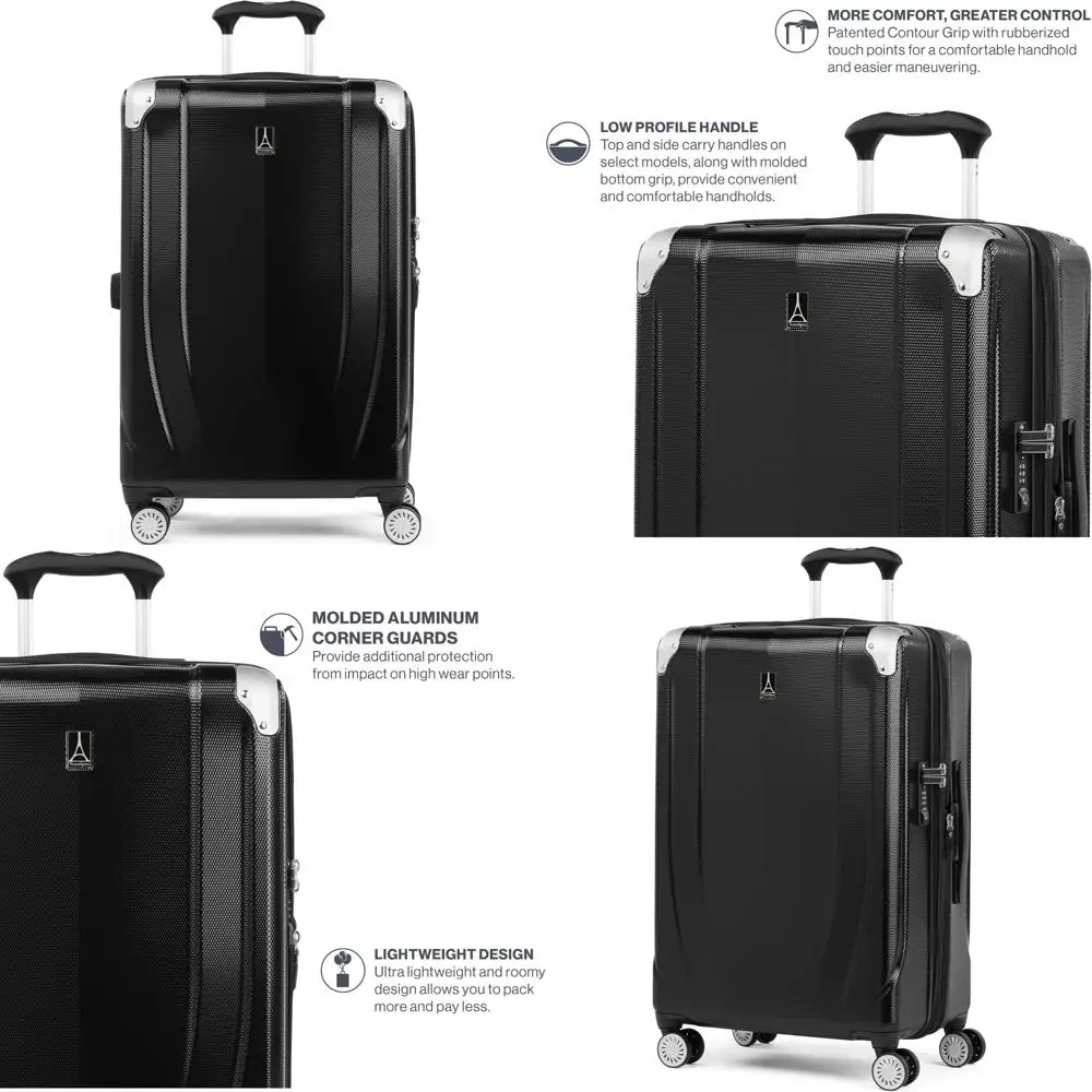 

Medium 25 Inch Expandable Hard Shell Spinner Luggage, Lightweight, 8 Wheels, Ideal for Travel, Checked Luggage Option