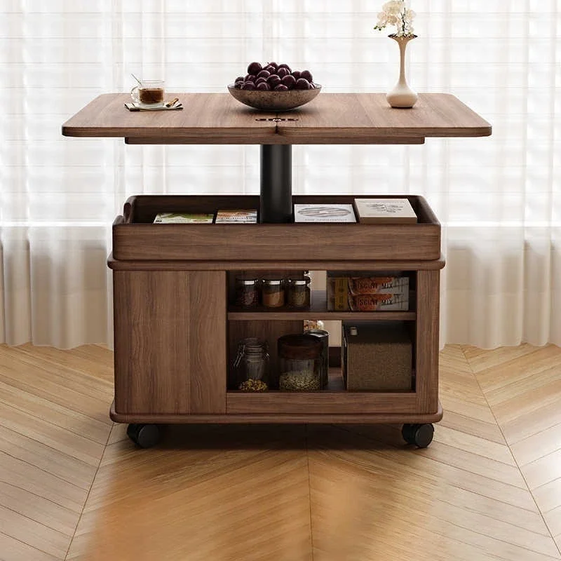 Movable coffee table antique style liftable side table trolley foldable sofa side table