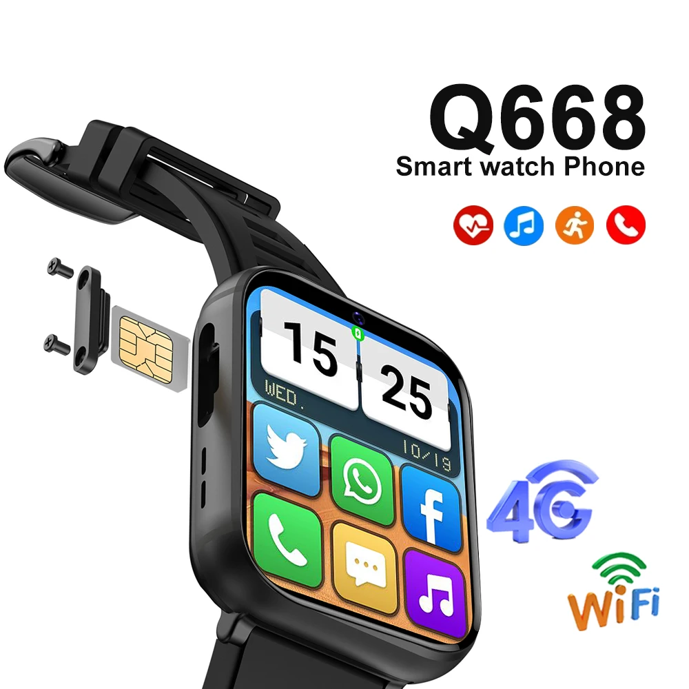 

SERVO Q668 4G LTE Smartwatch 4G+64G GPS WiFi Android 9.0 Heart Rate Monitor Sport Google Store 5MP Camera Waterproof Smart Watch