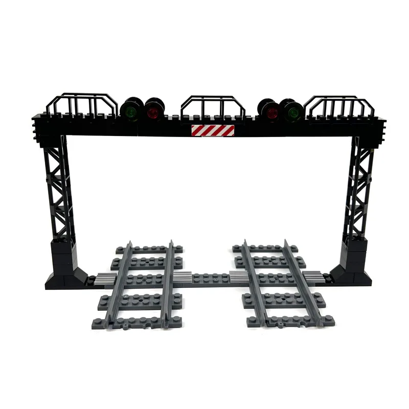 

Train Gantry Traffic Signal Model Assembly Building Blocks Compatible DIY Educational Toys Train Station Scene MOC Brick Gifts