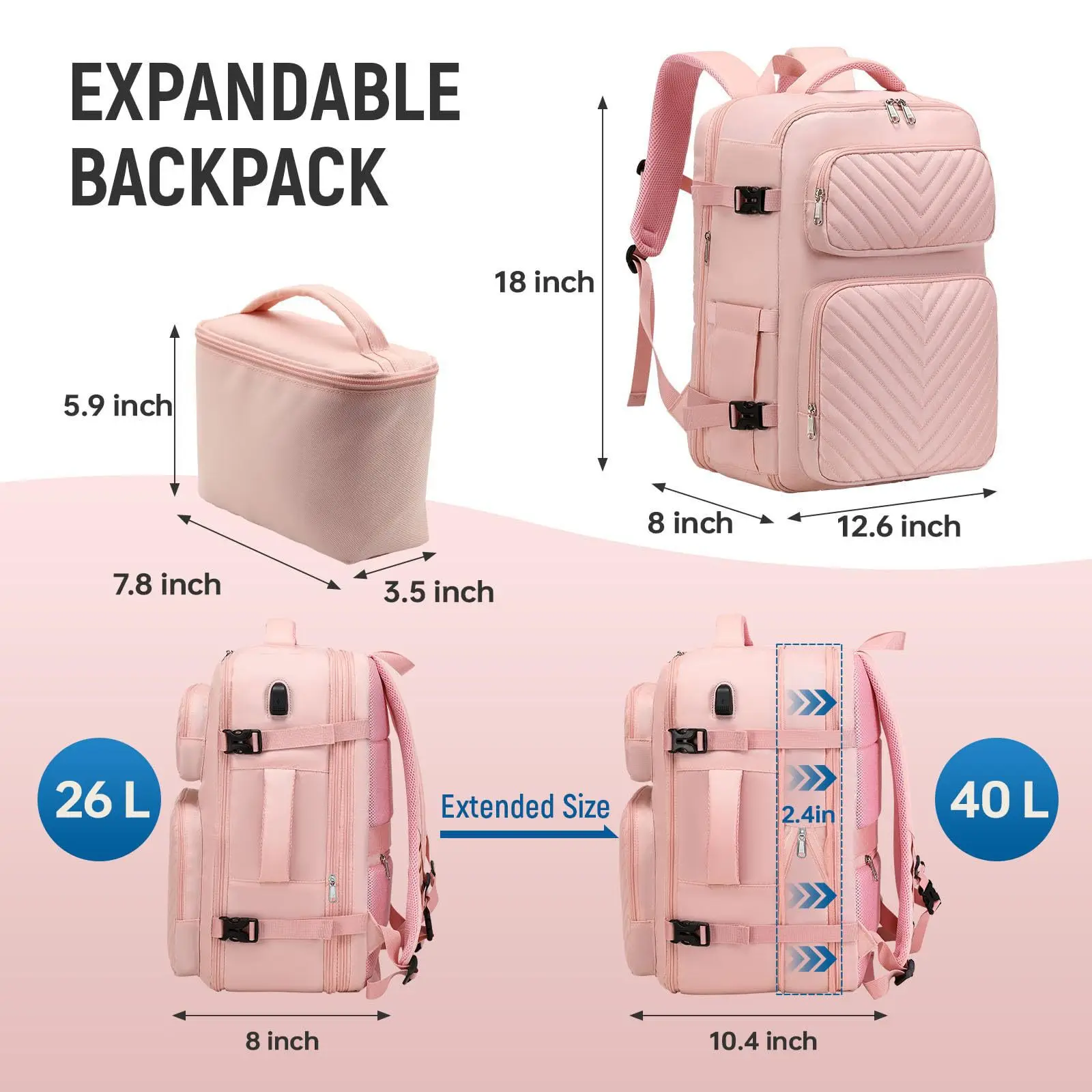 Trendiger Rucksack mit großem Fassungsvermögen für Damen, multifunktionale wasserdichte Schultasche und robuster Reisegepäck-Rucksack