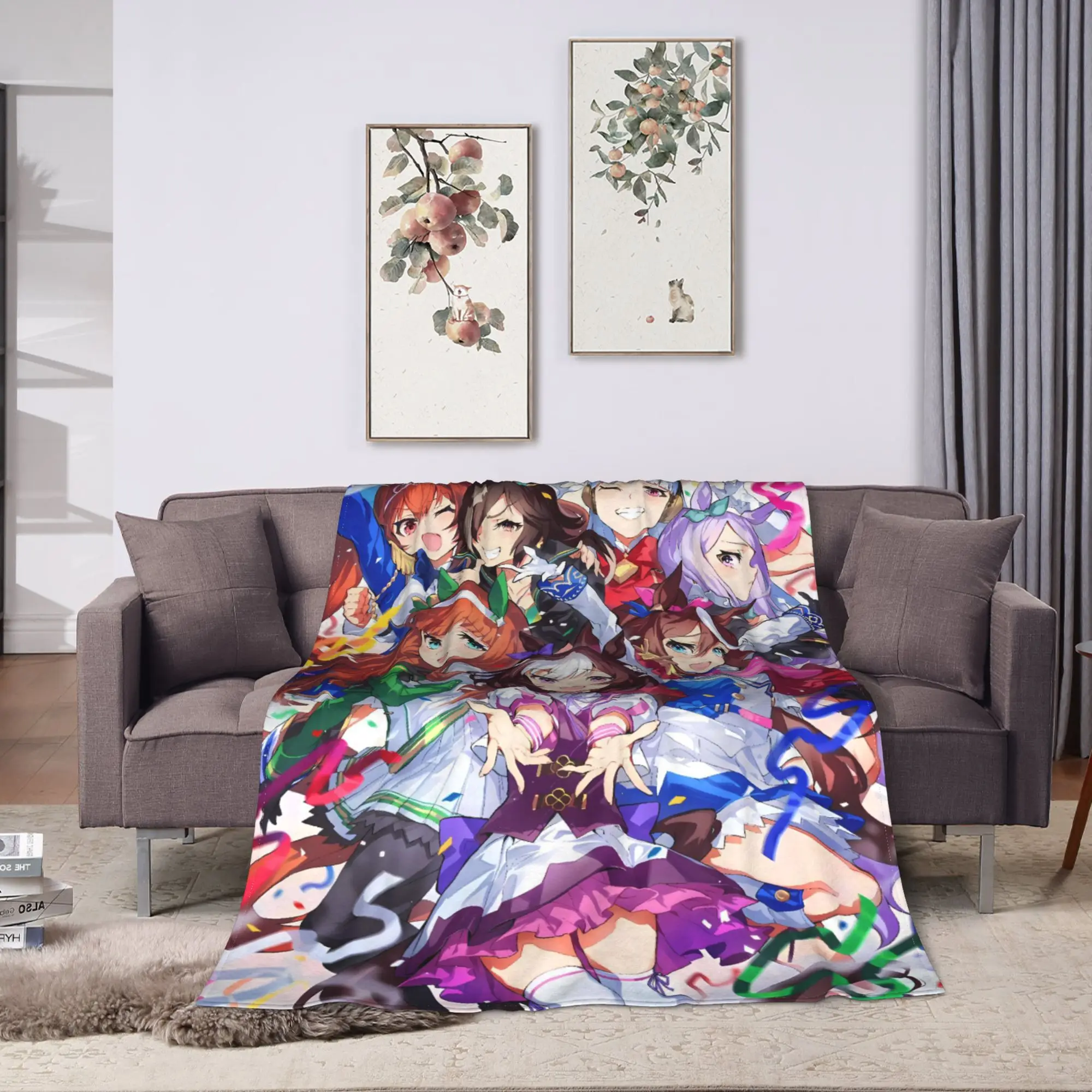 Soft Blanket Picnic Uma Musume Anime Throw Blanket  Flannel Bedspread For Living Room Aesthetic Sofa Bed Cover