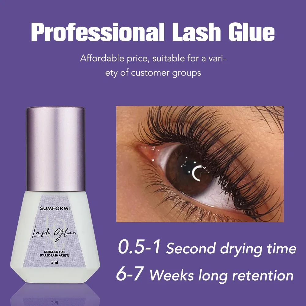 0.5s Fast Dry Eyelash Extension Glue Thin Black Lash Adhesive Low Odor Eyelash Glue Waterproof Lash Extension Supplies Wholesale