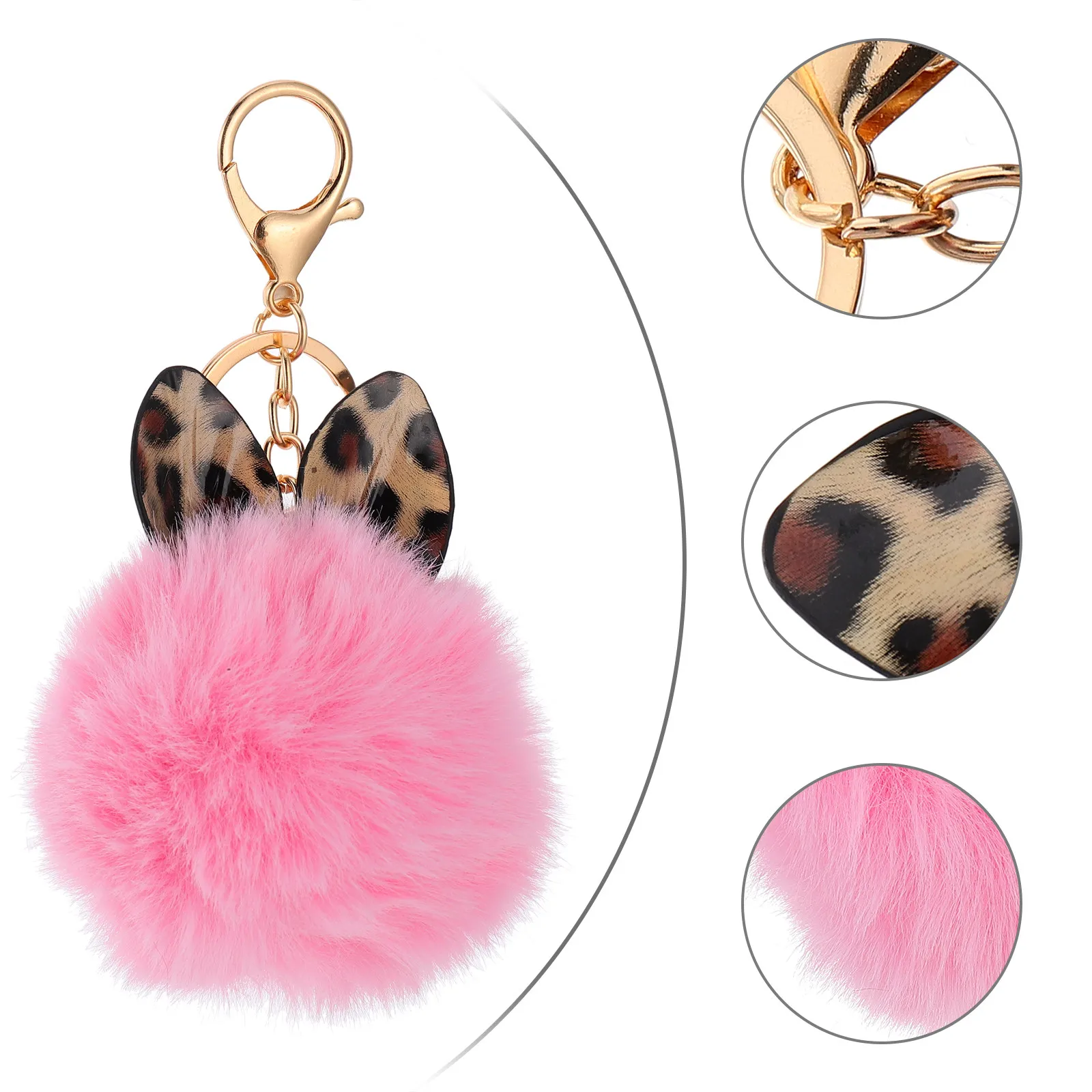 

1 шт. Брелок с леопардовым принтом и пушистым шариком, модный аксессуар для ключей, рюкзака, кошелька, подарок