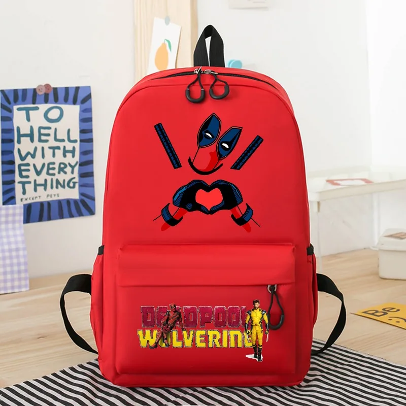 Deadpool & Wolverine Backpack Boy Student Teen Kids Packet Comfortable Waterproof Bookbag Oxford Cloth Cartoon Cute Cosplay Gift