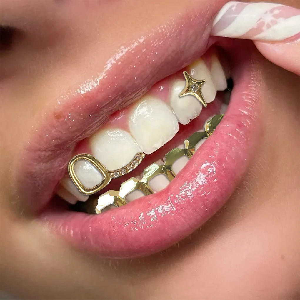 مجوهرات أسنان مجوفة من الزركون على طراز الهيب هوب، إكسسوار أسنان للمهرجانات الموسيقية والحفلات والأزياء اليومية #1