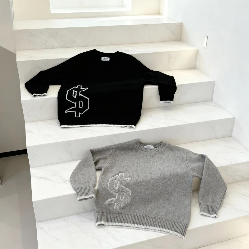 

Свитера Y2K с графикой доллара, вязаный свободный свитер с вышивкой в стиле Харадзюку, готический модный пуловер в стиле хип-хоп с круглым вырезом, уличная одежда
