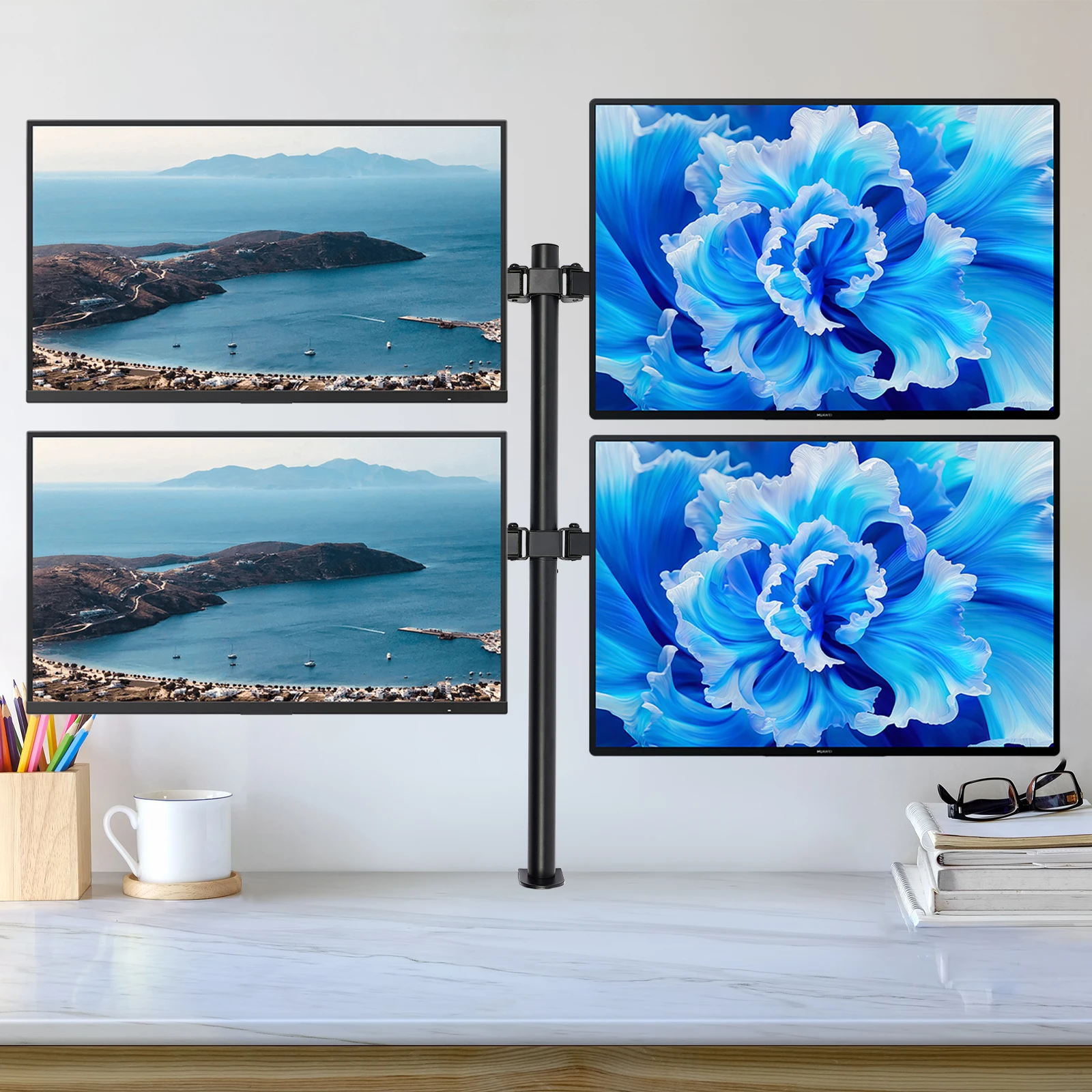 

Display Stand Adjustable Height Display Stand Four Screen Display Table Clip Stand Monitor Mount Bracket for Fixing Displays