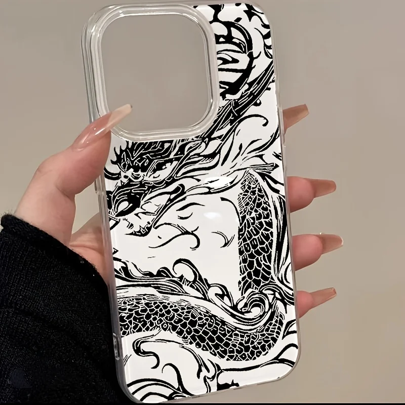 Slim IMD Phone Case For Samsung Galaxy S26 S24 S25 Ultra Plus A56 A57 A55 A17 A27 A37 A36 A06 A07 Hard Ink Chinese Dragon Cover