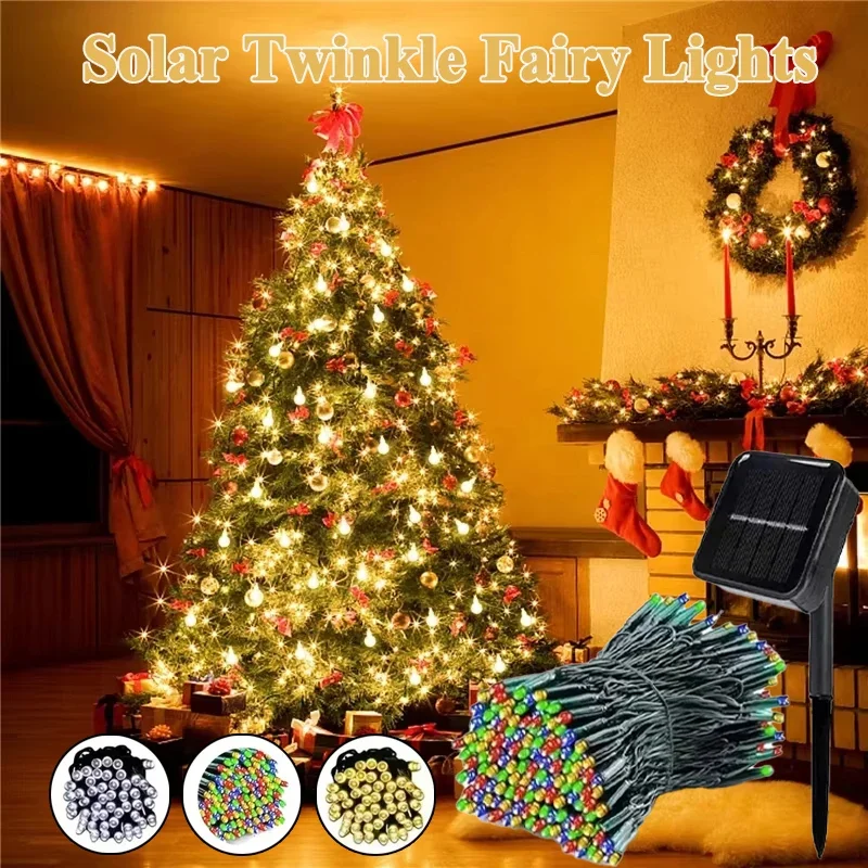 Solar String Lights with 8 Lighting Modes IP65 Solar-Powered Fairy Lights for Garden Patio Wedding Trees Parties Camping Decor