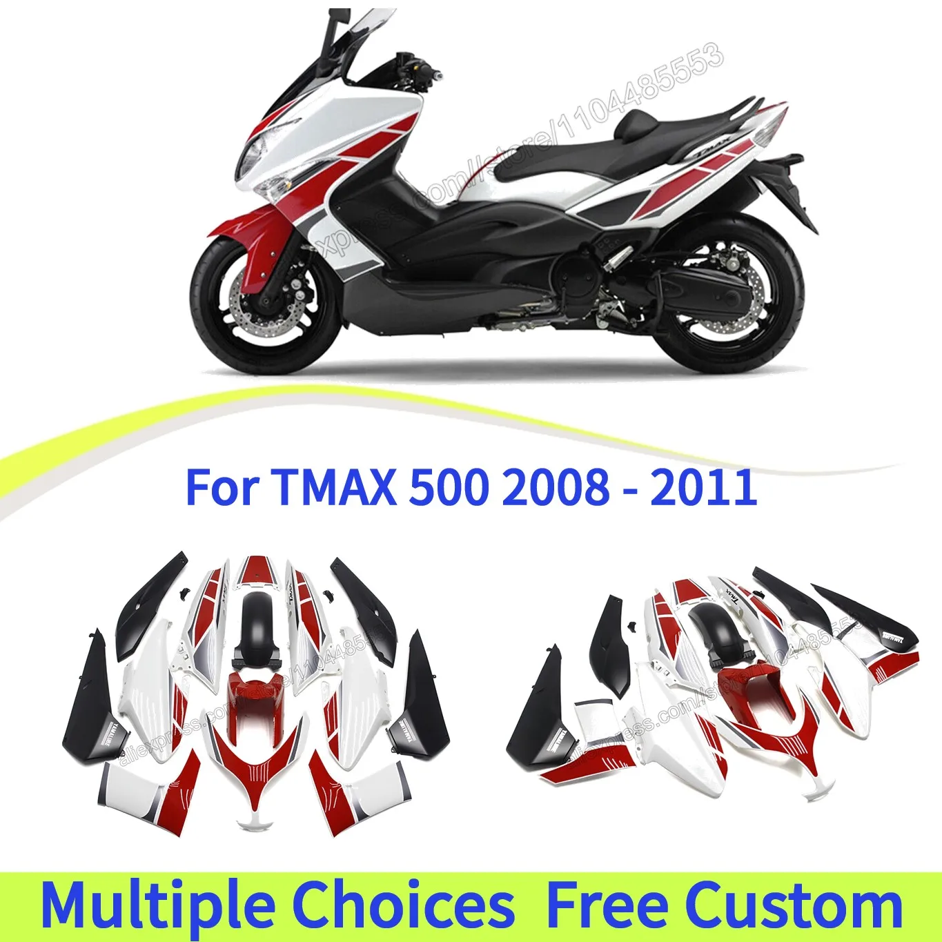 

Fit for Yamaha TMAX 500 Scooter Fairings 2008-2011 | ABS Body Kit Replacement Panels Full Set T-max 500 SJ06