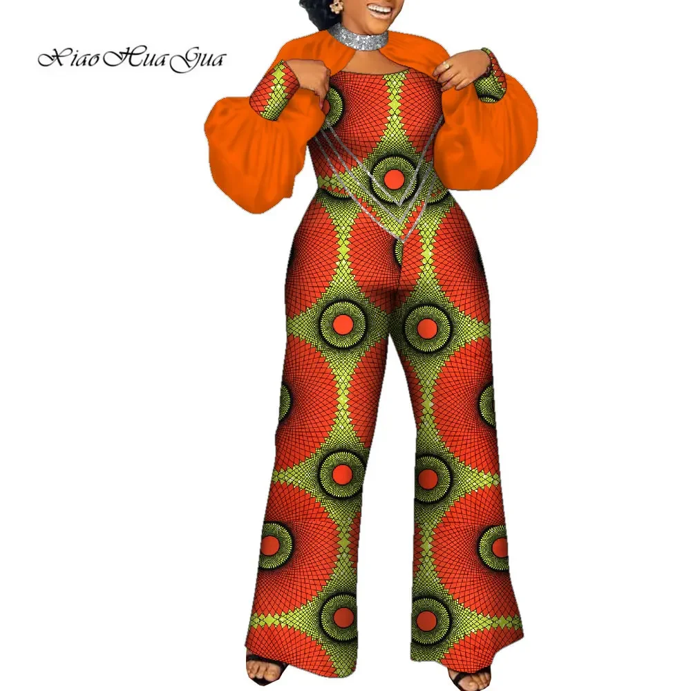 Dashiki africano para mujer, mono de manga larga, pantalones de pierna ancha, ropa de fiesta y boda, Wy9893