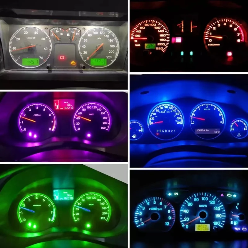 10 Stuks T5 Led Lamp W3W W1.2W Led Canbus Auto-interieur Verlichting Dashboard Kleurrijke Indicator Wedge Auto Instrument Lamp 12V