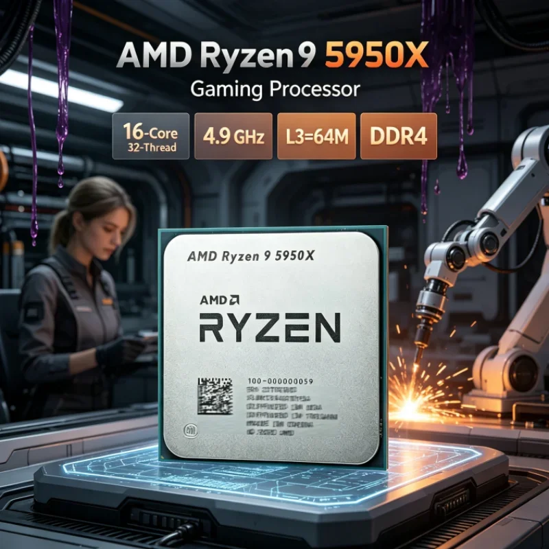 AMD Ryzen 9 5950X L3=64M 16-Core 32-Thread UP to 4.9GHz but without cooler Socket AM4 DDR4 105W 3.4 GHz Gaming CPU