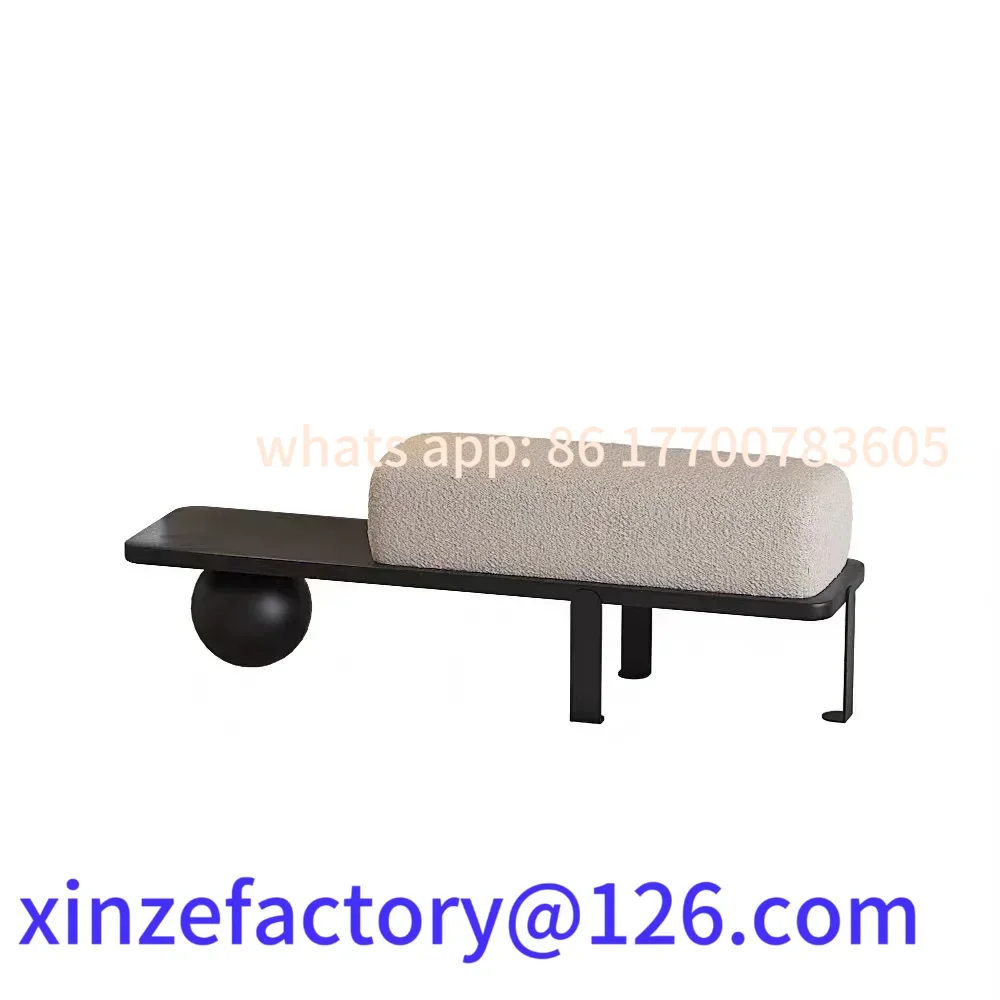 

Customizable Fashion Luxury Modern Simple Shoe Change Stool Living Room Home Furniture Metal Base Long luxury footstool