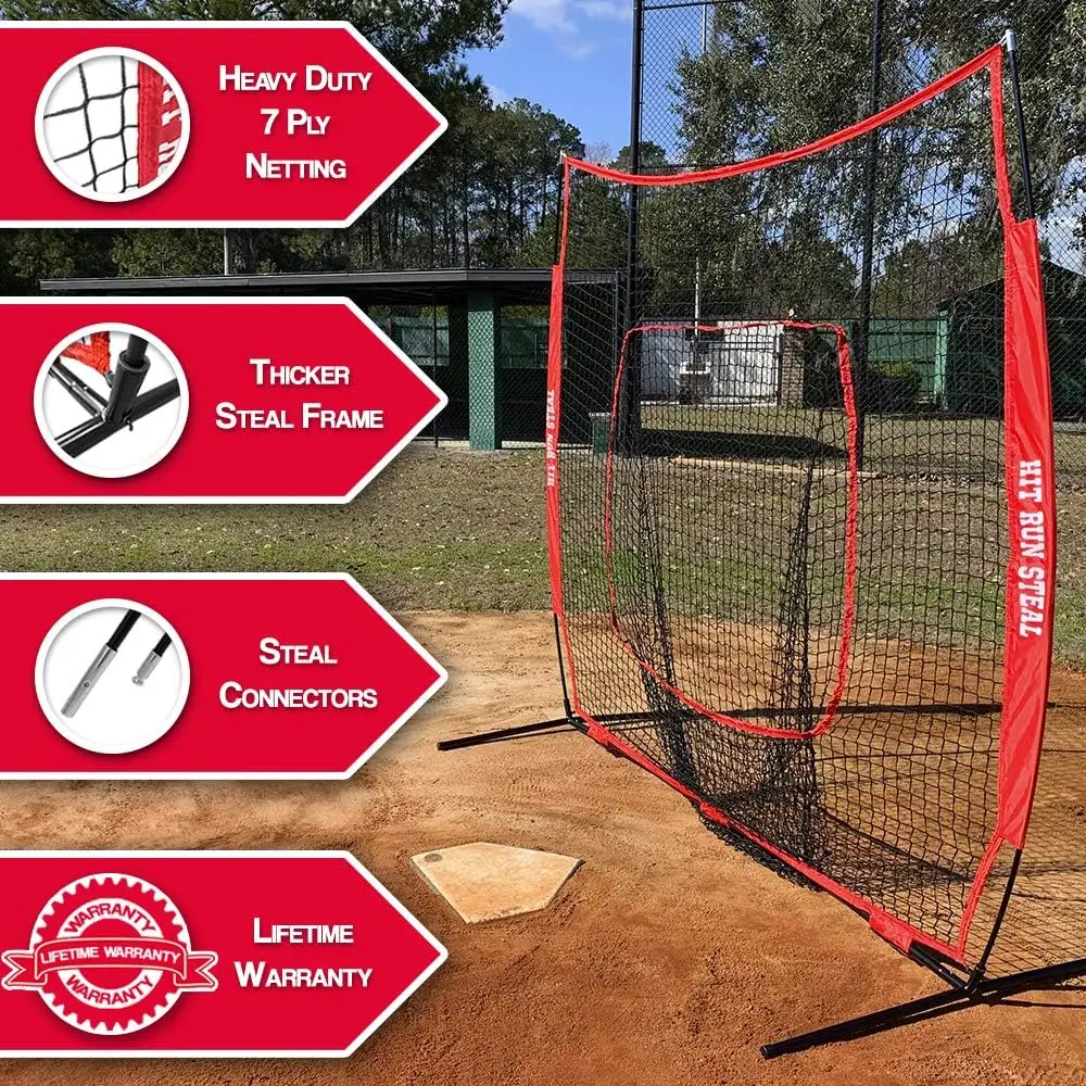 Hit Run Steal Heavy Duty Softball & Baseball Net with Carrying Bag - Perfect Hitting Net for Your Batting and Pitching Practices