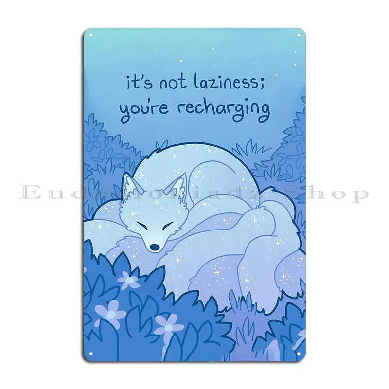 It S Not Laziness You Are Recharging Sleepy Nine Tailed Fox Kitsune Metal Plaque Poster Wall Mural Designs Tin Sign Poster