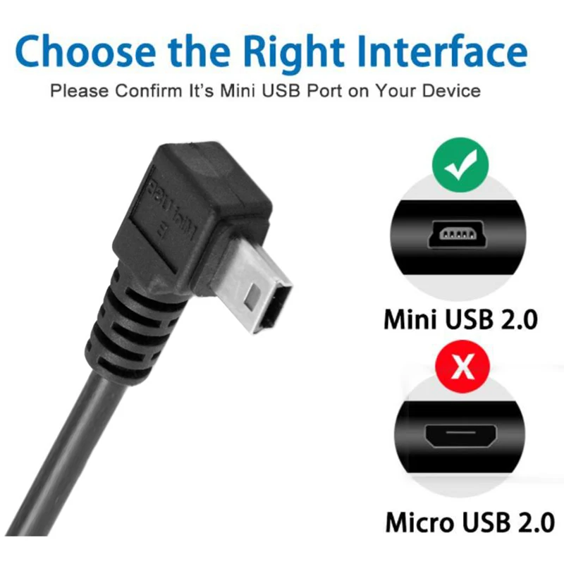 MINI USB Cable 90 Degree angle USB2.0 male to MINI USB Male data cable for MP3/4 Player Car DVR GPS Digital Camera HDD